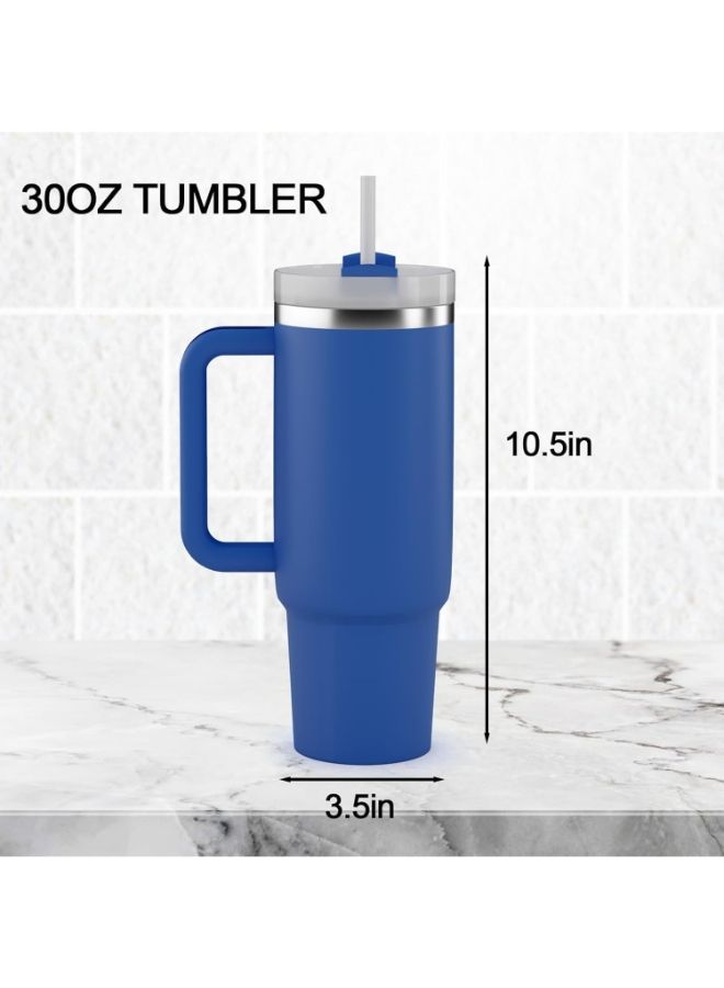 Thermal Mug, Stainless Steel Insulated Bottle With Bpa-Free Straw & Handle, Keeps Drinks Hot For 12+ Hours Or Cold For 24+ Hours, For Coffe,Tea,Juice,Water 1180 Ml -Baby Blue - Image 2